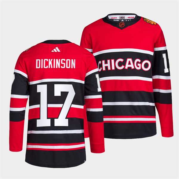 Men%27s Chicago Blackhawks #17 Jason Dickinson Red Black 2022 Reverse Retro Stitched Jersey Dzhi
